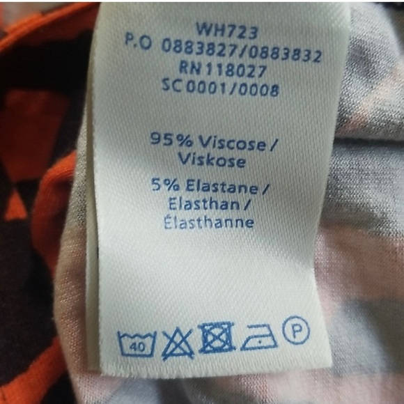 BODEN ORANGE BLACK STRIPE WRAP MIDI DRESS LONG SLEEVE - Picture 5 of 5